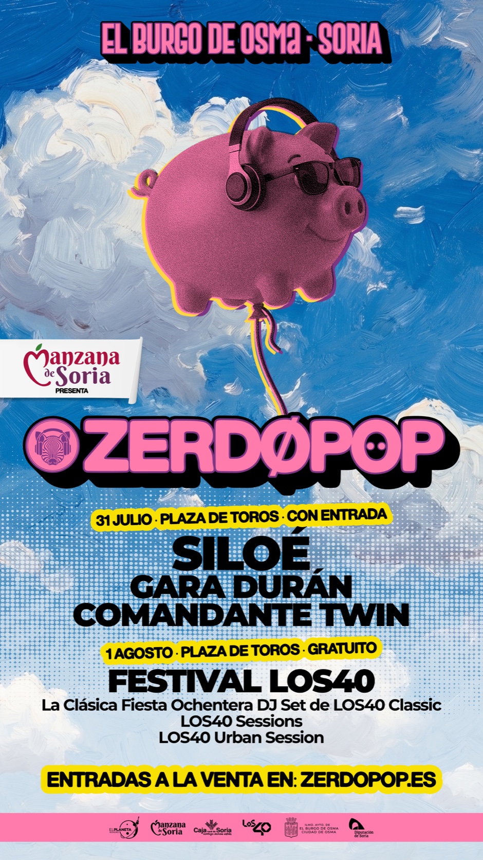 Cartel de ZERDØPOP 2026 con Siloé, Gara Durán, Comandante Twin y Festival LOS40
